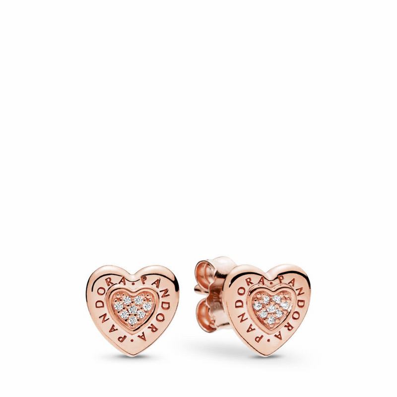 Pandora Australia Rose™ Signature Heart Stud Earrings | GHFWNA583